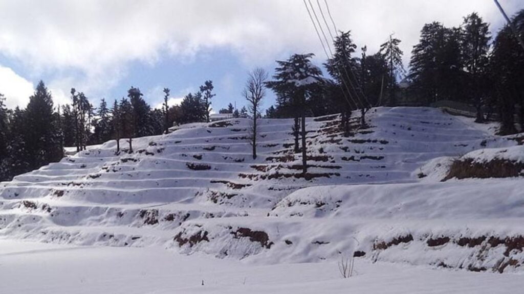 Snow covered Tirthan Valley